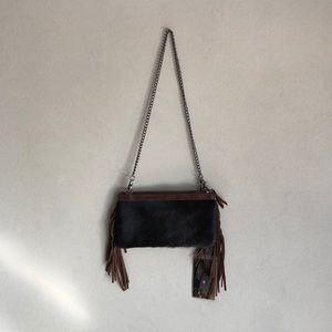 Montana West Leather Cow Hide Fringe Purse